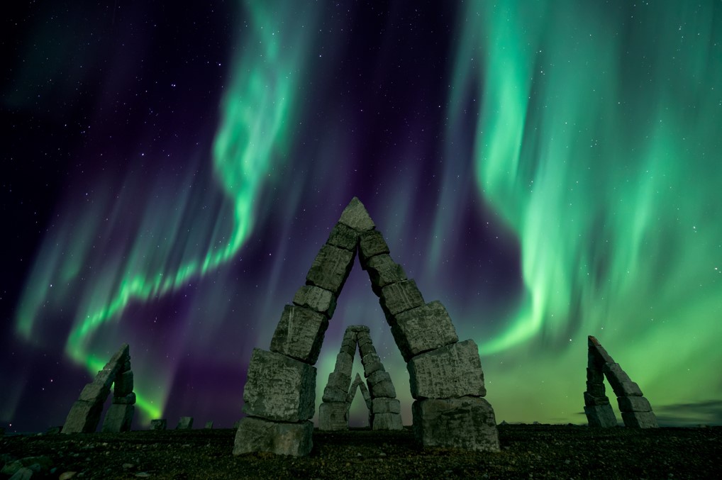 northern lights in iceland stonehenge