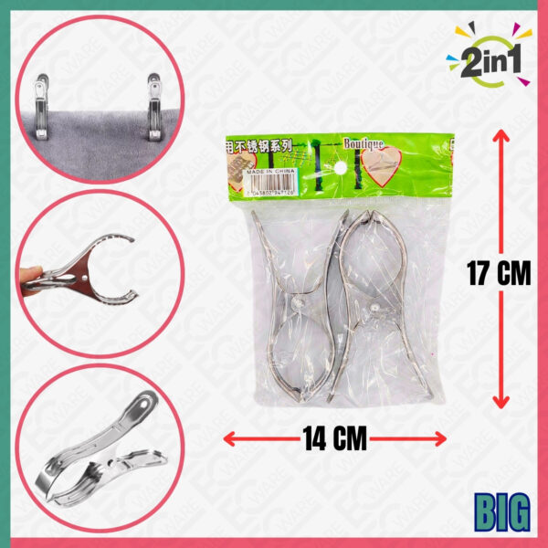 2Pcs Stainless Steel Drying Clips