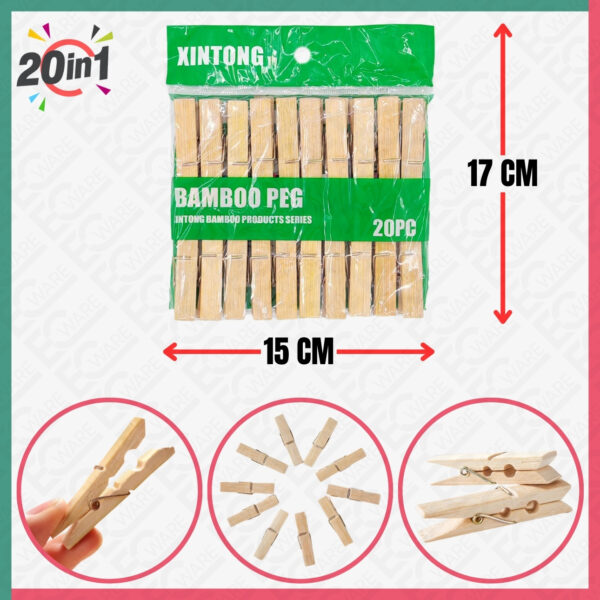 20Pcs Cloth Bamboo Pegs