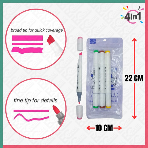 4Pcs Two Head Marker Pen